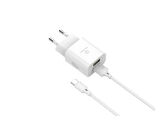 Fehér Techancy TA2791 fali töltő két USB-porttal és USB-C kábellel