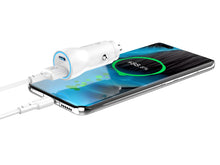Fehér Techancy TC6411 autós töltő USB-A és USB-C porttal