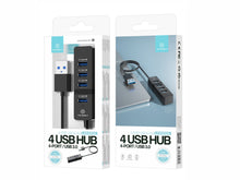 Fekete Techancy KT2904 USB hub 4 porttal
