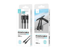 Fekete Techancy USB-C–Lightning gyorstöltő kábel