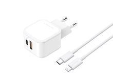 Fehér Techancy 43 W-os gyorstöltő USB-C és USB-A porttal