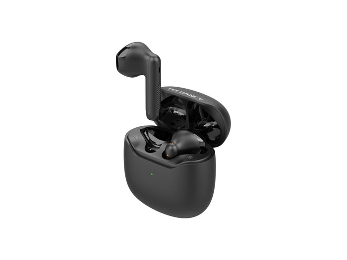 Fekete Techancy KP2709 TWS Bluetooth fülhallgató töltőtokkal