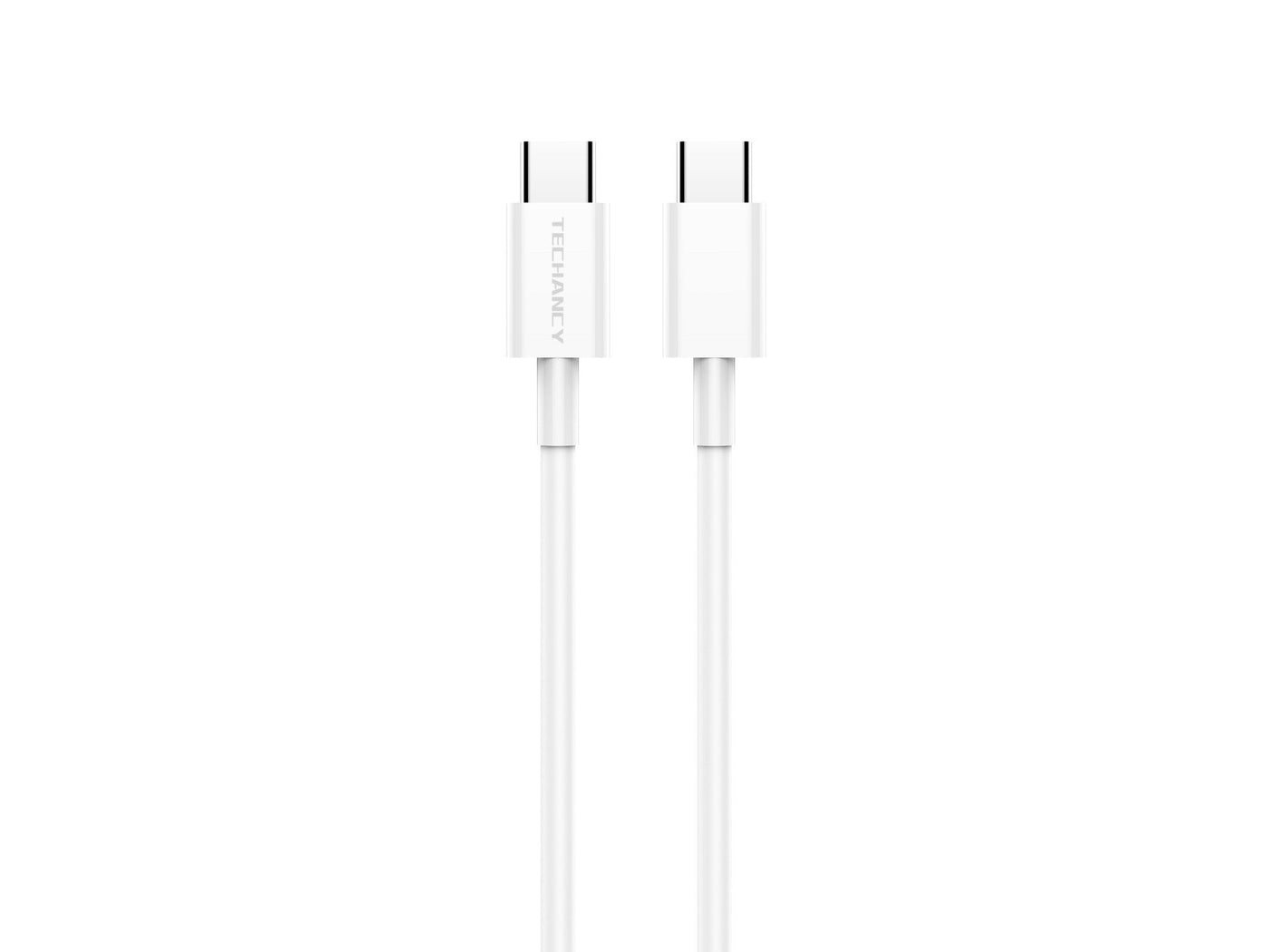 Fehér Techancy USB-C–USB-C adat- és töltőkábel