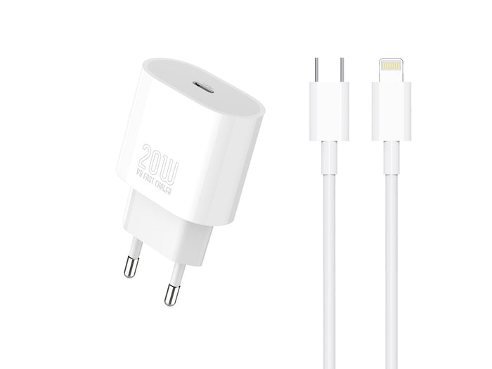 Fehér Techancy TA2824 USB-C töltő Lightning kábellel