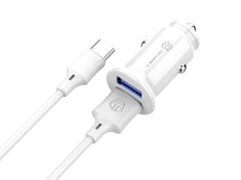 Fehér Techancy TC6407 mini autós töltő USB-C kábellel