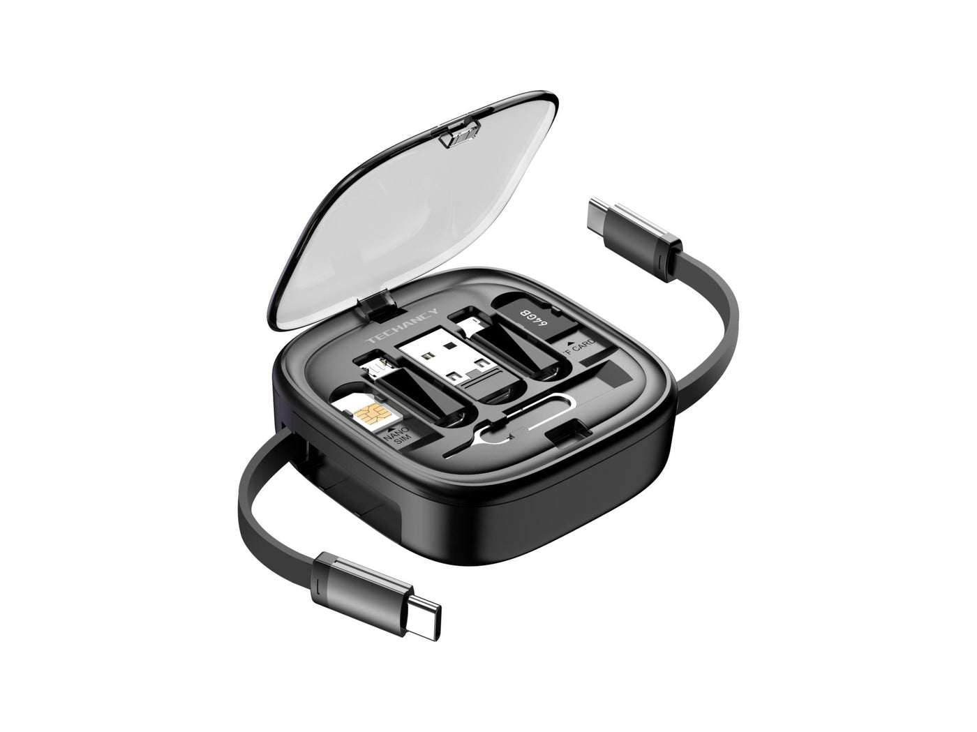 Techancy TV3758 fekete USB-C OTG kábelkészlet adapterekkel