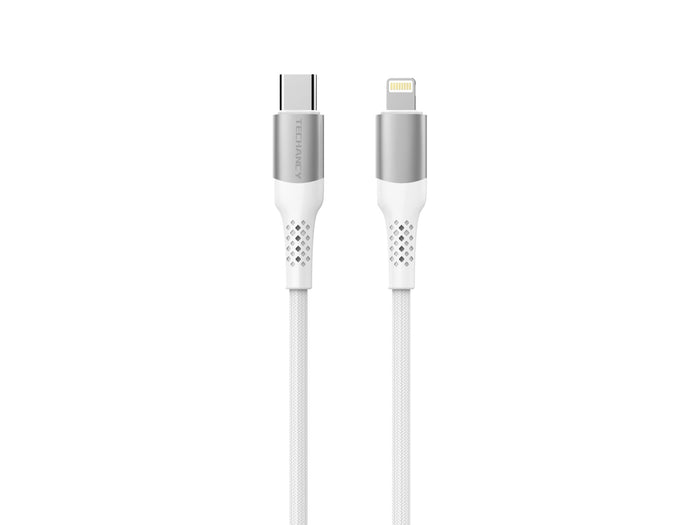 Fehér Techancy USB-C–Lightning fonott kábel