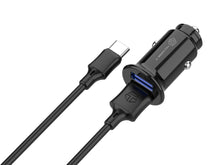 Fekete Techancy TC6407 mini autós töltő USB-C kábellel