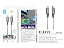 Fekete Techancy TB1799 USB-C adatkábel RGB világítással
