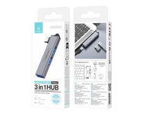Szürke Techancy USB-C hub 3 USB-A porttal