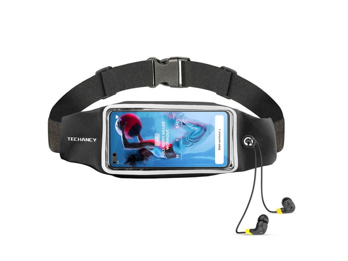 Fekete Techancy sport deréktáska állítható pánttal