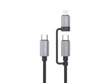 Fekete Techancy 2 az 1-ben USB-C töltőkábel