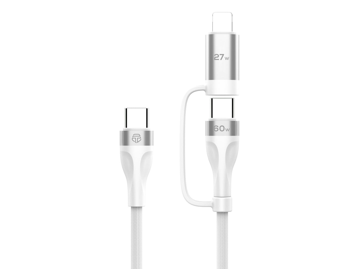Fehér Techancy 2 az 1-ben USB-C töltőkábel