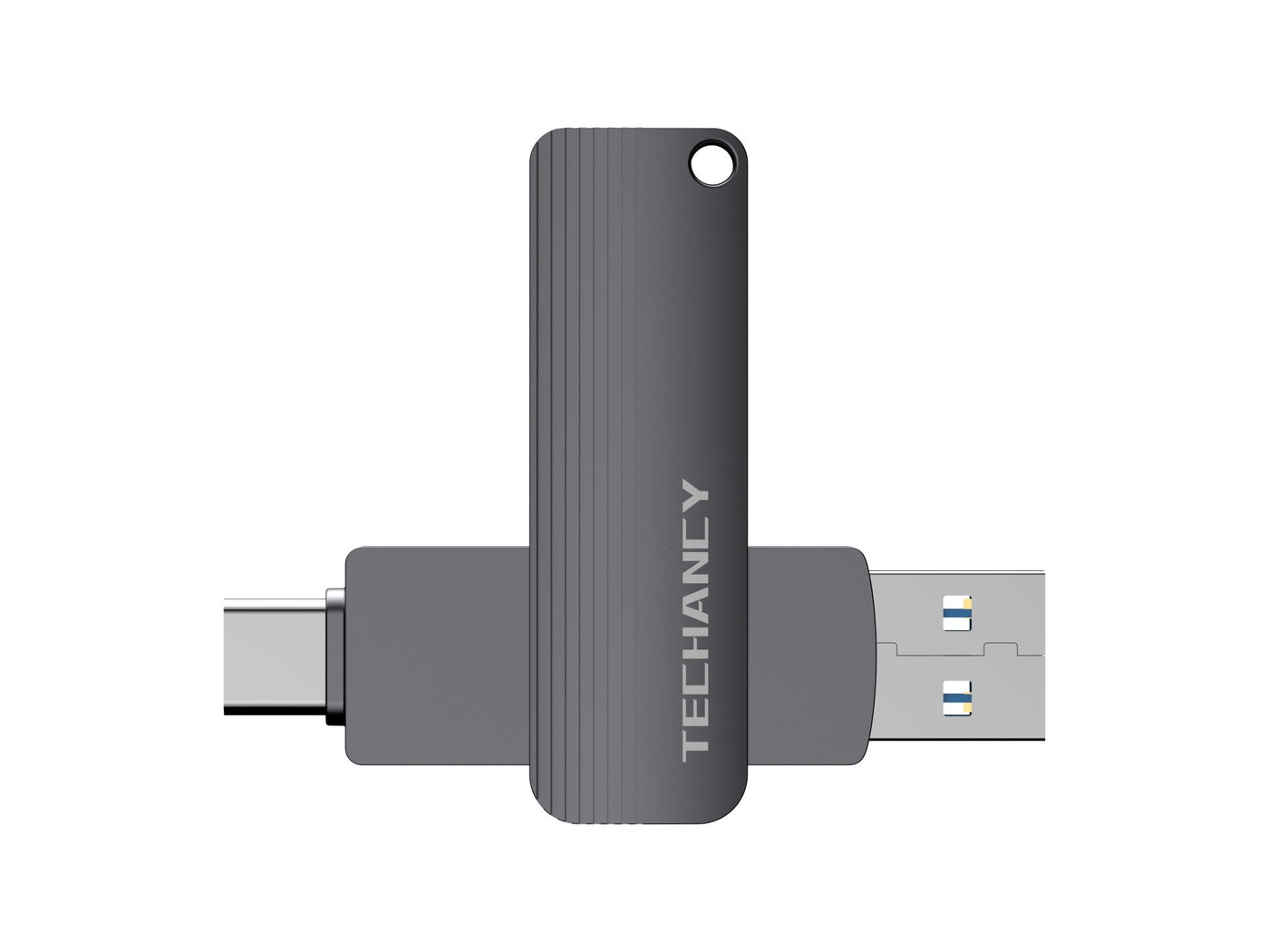 Szürke Techancy 128 GB USB 3.2 pendrive USB-C és USB-A csatlakozóval