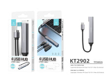 Szürke Techancy KT2902 USB-C hub 4 USB-porttal