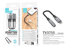 Fekete Techancy TV3755 3,5 mm-es audioadapter