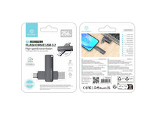 Szürke Techancy 256 GB USB 3.2 pendrive USB-C és USB-A csatlakozóval