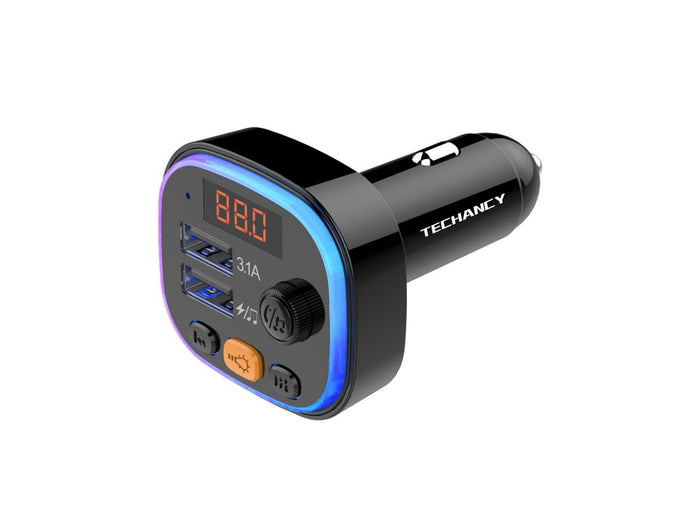 Fekete Techancy TE0866 Bluetooth FM-transzmitter autóba