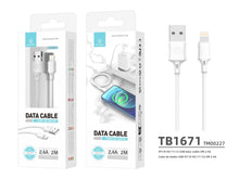 Fehér Techancy USB-A–Lightning kábel 2 m hosszban