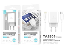 Fehér Techancy PD fali töltő Type-C–iP kábellel