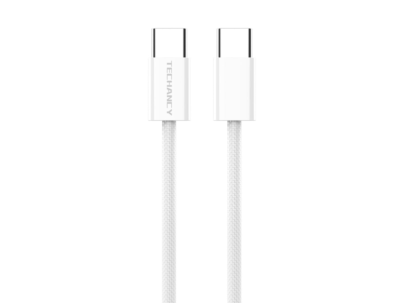 Fehér Techancy USB-C–USB-C fonott kábel