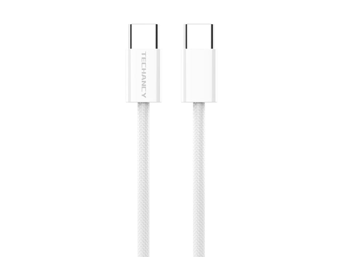 Fehér Techancy USB-C–USB-C fonott kábel