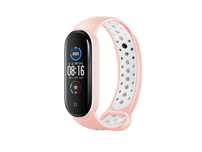 Rózsaszín-fehér Techancy szilikon óraszíj Mi Band 3/4-hez