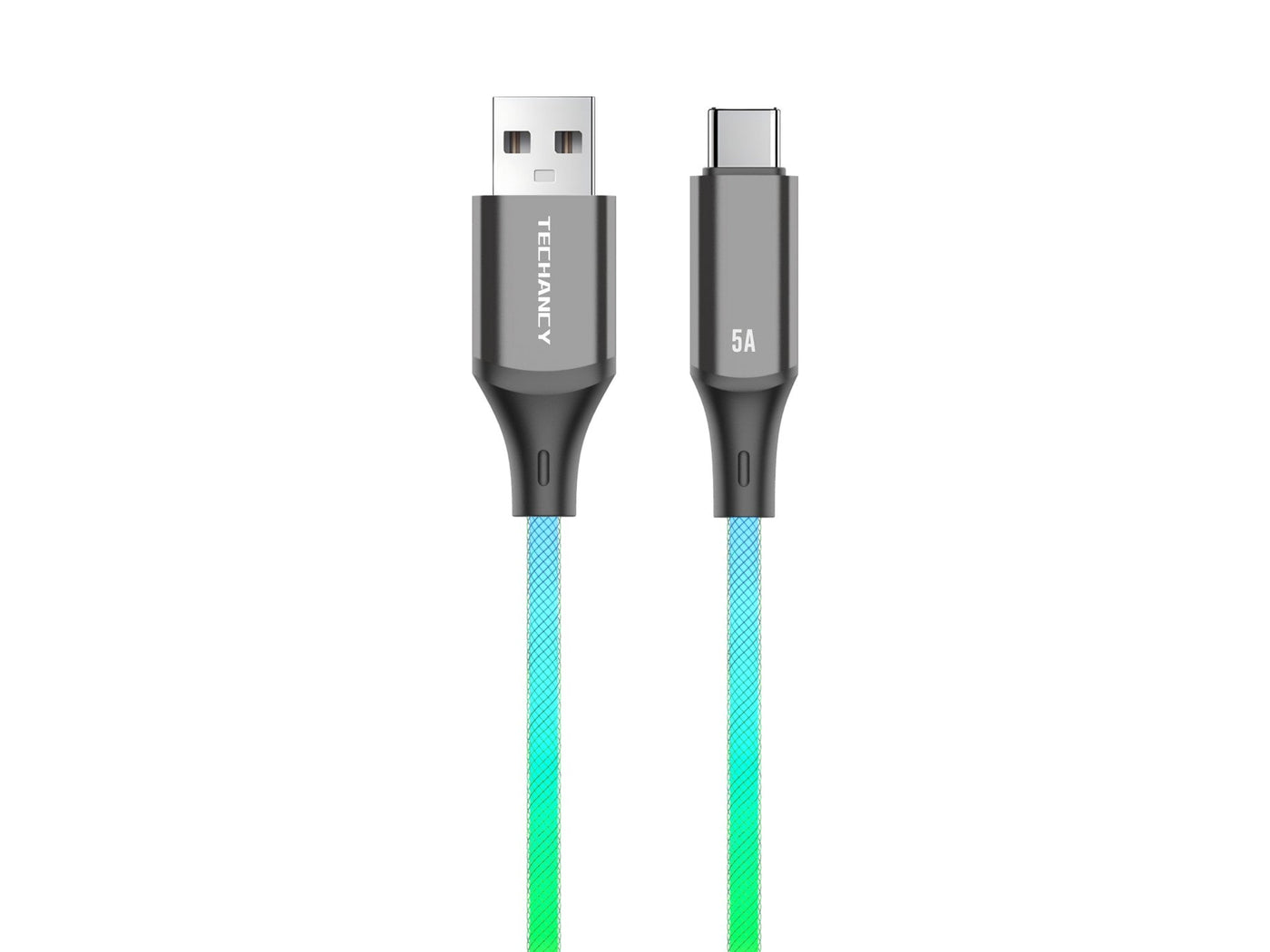 Fekete Techancy TB1799 USB-C adatkábel RGB világítással