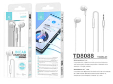 Fehér Techancy TD8088 vezetékes fülhallgató mikrofonnal