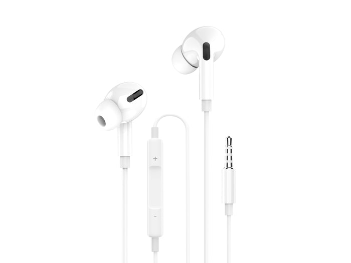 Fehér Techancy TD8036 vezetékes fülhallgató mikrofonnal