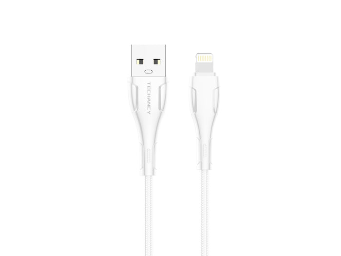 Fehér Techancy fonott USB-A–Lightning kábel