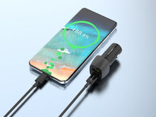 Fekete Techancy autós töltő USB-A és USB-C porttal