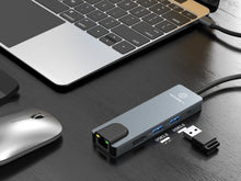 Techancy Hub USB-C 5 em 1 KT2910 com HDTV, PD, USB 3.0/2.0 e RJ45, Compativel com PC e Telemovel, Cinzento-1