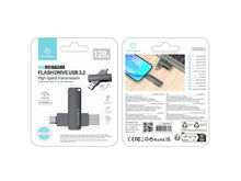 Szürke Techancy 128 GB USB 3.2 pendrive USB-C és USB-A csatlakozóval