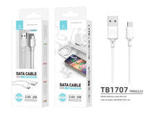 Fehér Techancy USB-A–Micro USB kábel