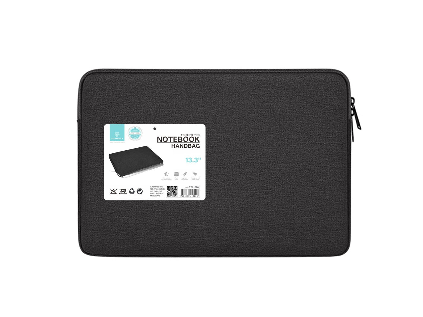 Fekete Techancy laptop sleeve 13,3 hüvelykes laptophoz