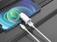 Fehér Techancy TC6408 mini autós töltő Lightning kábellel