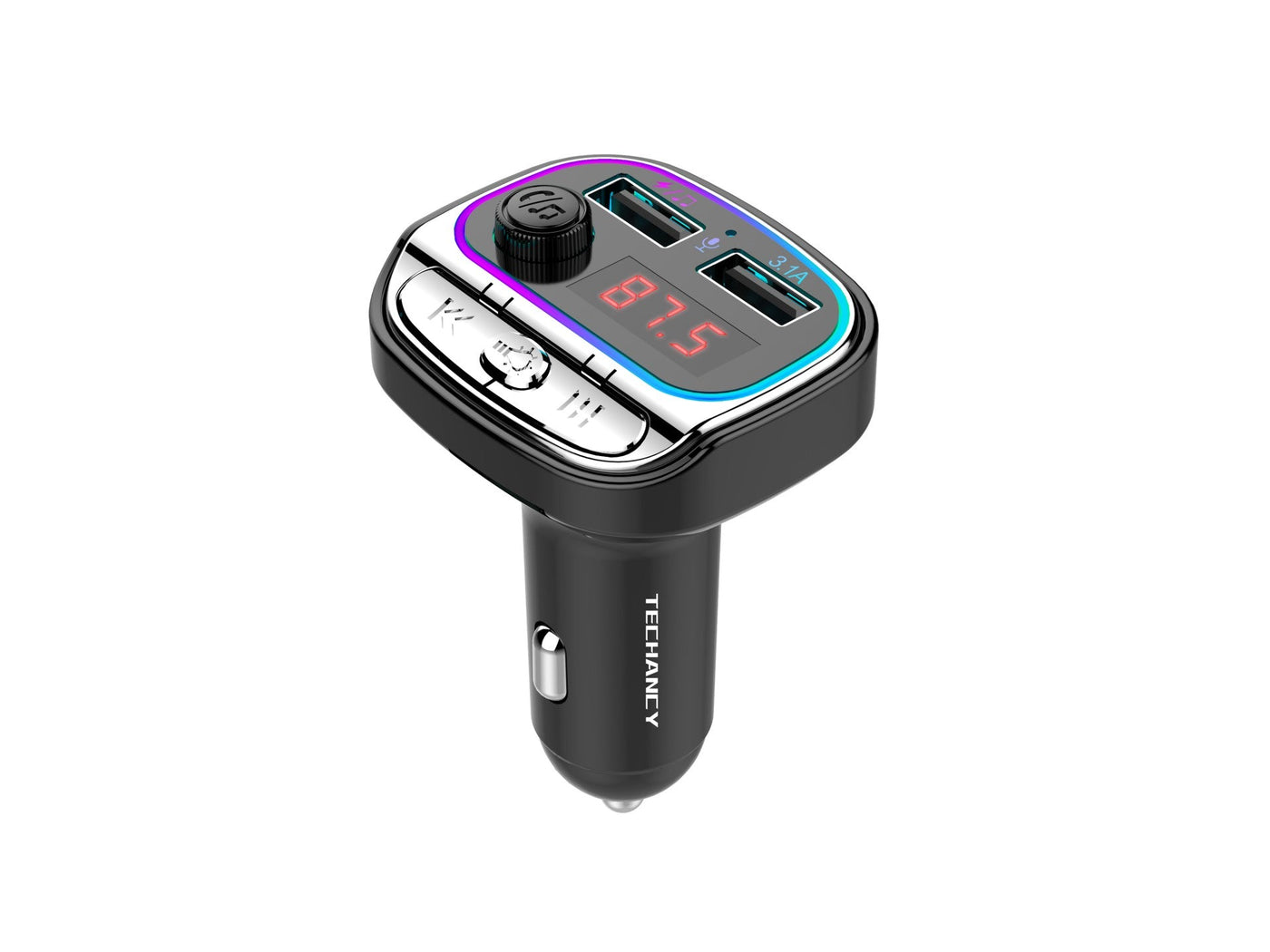 Fekete Techancy TE0867 Bluetooth FM-transzmitter autóba