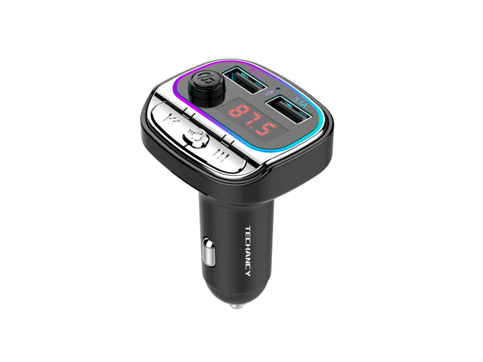Fekete Techancy TE0867 Bluetooth FM-transzmitter autóba
