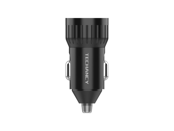 Fekete Techancy TC6430 autós töltő USB-C és USB-A porttal