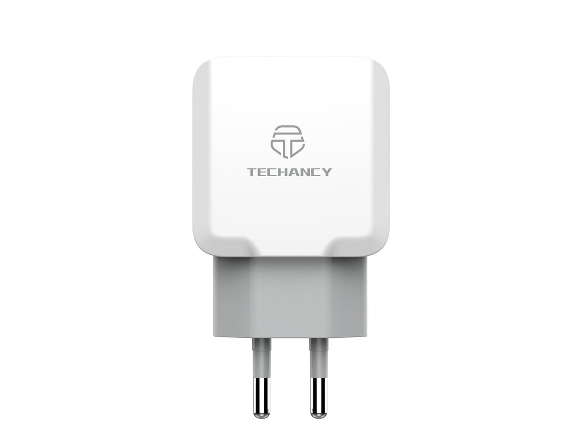 Techancy Carregador De Parede Com Duas Portas Usb 2.4A Branco TA2754 Para Carregamento Rápido De Smartphones E Tablets-0