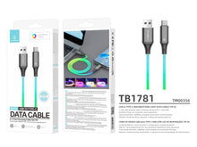 Fekete Techancy TB1799 USB-C adatkábel RGB világítással