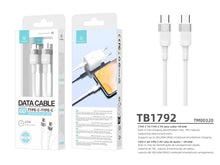 Fehér Techancy USB-C–USB-C kábel 1 m