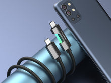 Fekete Techancy USB-C–USB-C kábel RGB fénnyel