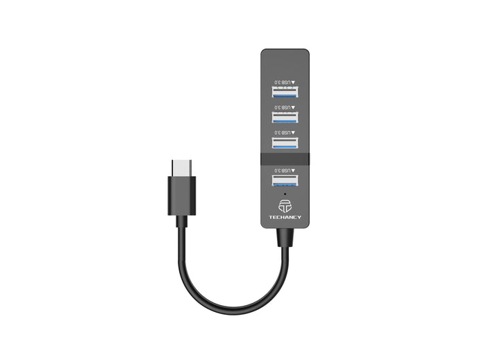 Fekete Techancy KT2905 USB-C hub 4 USB-porttal