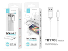Fehér Techancy USB-A – Micro USB kábel