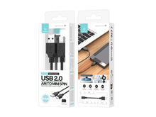 Fekete Techancy USB-A – Mini 5P adatkábel