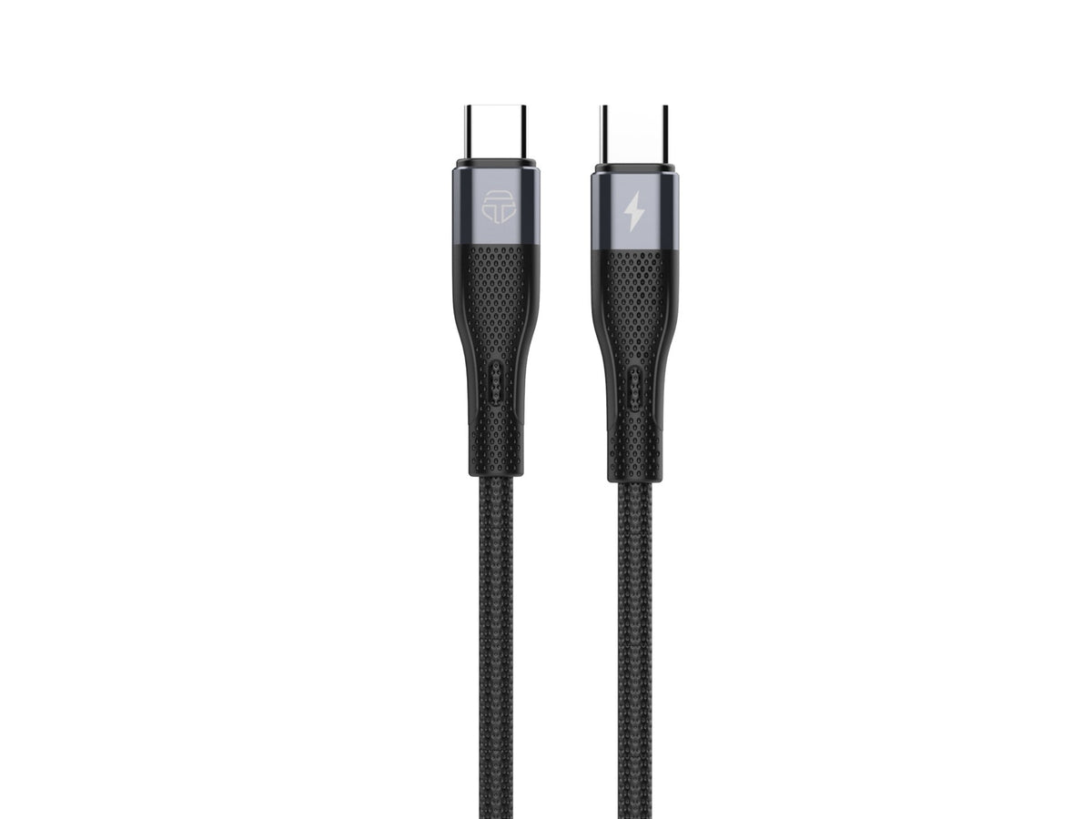 Cabo USB-C para USB-C Techancy TB1794, 60W PD, Carregamento Rapido, Transferencia de Dados, 2m, Aluminio, TPE, Preto-0