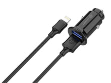 Fekete Techancy TC6408 mini autós töltő Lightning kábellel