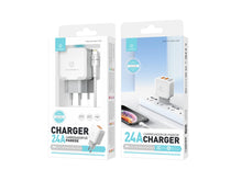 Fehér Techancy dupla USB-A fali töltő Lightning kábellel